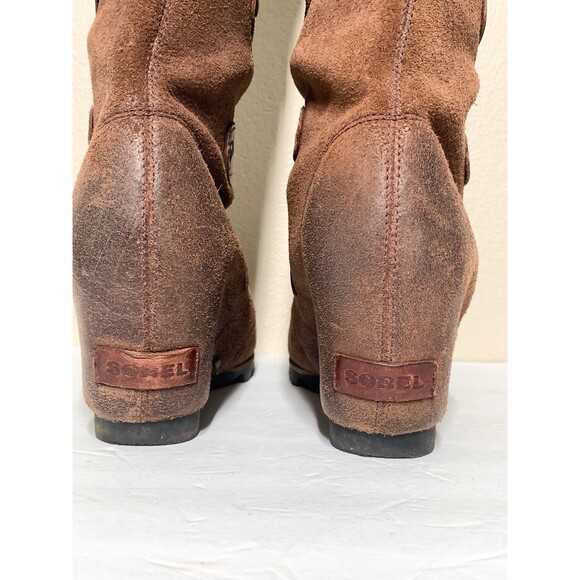 Sorel Joan of Arctic Wedge Knee Tall Women's 7.5 Brown Suede Lace Up Round Toe - Picture 5 of 7